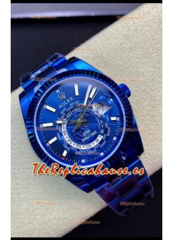 Rolex SkyDweller Reloj Suizo Caja Revestida en PVD Azul - Dial Azul Edición DIW