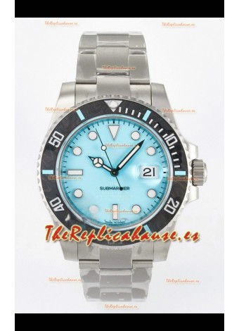 Rolex Submariner DiW con Caja de Acero Arenada y Bisel de Fibra de Carbono, Dial Tiffany Azul.