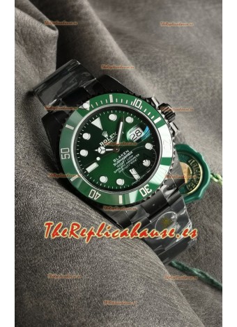 Rolex Submariner Blaken DLC Coated Reloj Réplica Suizo en Dial Verde