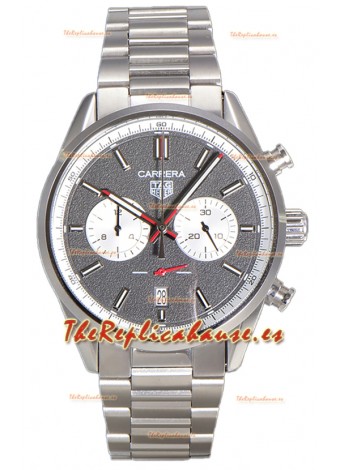 Tag Heuer Carrera Cronógrafo 43 Reloj Réplica Cuarzo Suizo Dial Gris Correa Acero