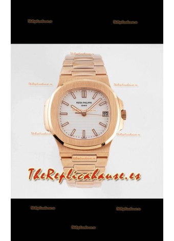 Patek Philippe Nautilus 5711/1R-001 Reloj Réplica a Espejo 1:1 En Acero 904L Oro Rosado Dial Blanco