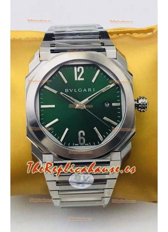 Bvlgari Edición Octo Roma Reloj Réplica a Espejo 1:1 en Caja de Acero - Dial Verde