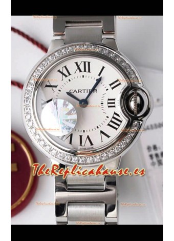 Ballon De Cartier Reloj Suizo Calidad a Espejo 1:1 28MM Caja en Acero Dial Blanco