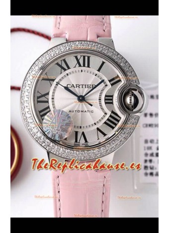 Ballon De Cartier Reloj Suizo Automático Calidad a Espejo 1:1 33MM Caja en Acero Inoxidable - Bisel con Diamantes