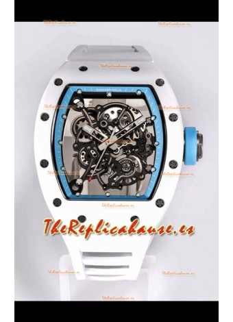 Richard Mille RM055 Caja Cerámica Blanca Reloj Réplica a Espejo 1:1 Correa Blanca