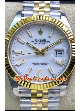 Rolex Datejust 126333 41MM Cal.3135 Reloj Réplica Suizo a Espejo 1:1 en 904L Dial Blanco