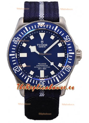 Tudor Pelagos FXD Caja Titanio Réplica Espejo 1:1 Dial Azul En Correa Azul Nato