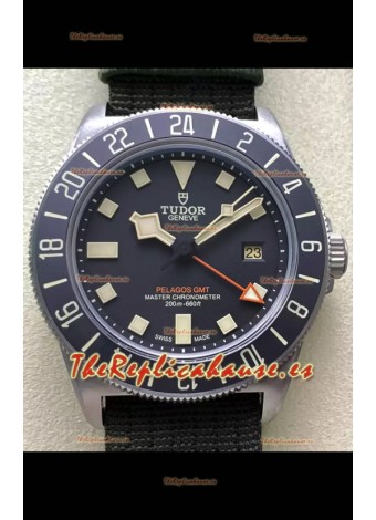 Tudor Pelagos FXD GMT Titanium Casing Réplica Espejo 1:1 Dial Negro en Correa Verde Nato