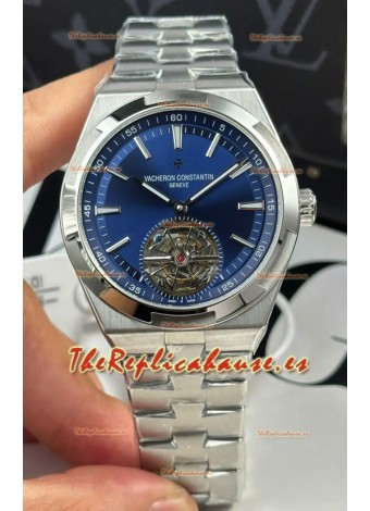 Vacheron Constantin Overseas Tourbillon Acero Inoxidable en Dial Azul Correa Oro Réplica Espejo 1:1