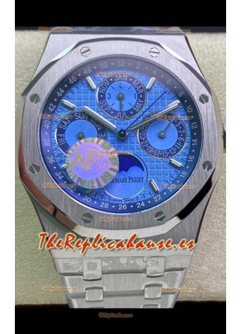Audemars Piguet Royal Oak Calendario Perpetuo Reloj Réplica Suizo Caja de Acero con Dial de Acero color Azul