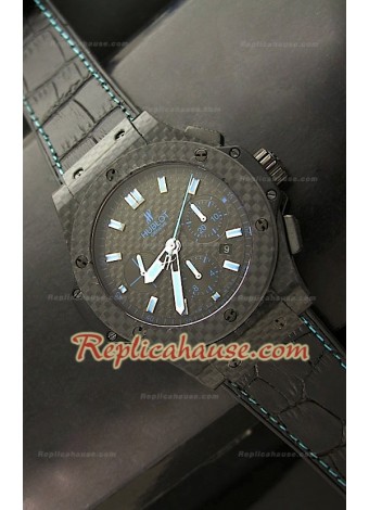 Hublot Big Bang Reproducción Reloj Suizo Todo Carbón en Azul