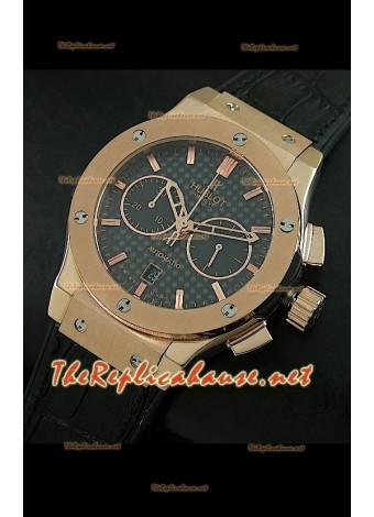 Hublot Classic Fusion Swiss Watch, esfera de carbón, estuche de oro rosado