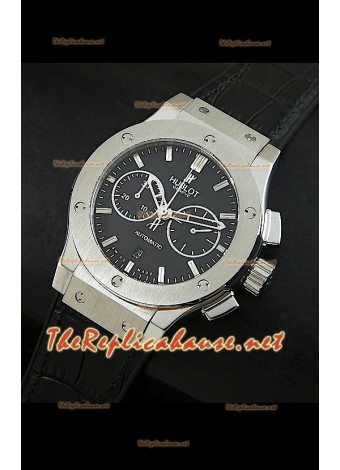 Hublot Classic Fusion Swiss Watch, esfera negra, estuche de acero inoxidable