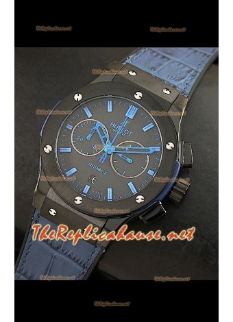 Hublot Classic Fusion Swiss Watch, estuche en PVD y malla azul