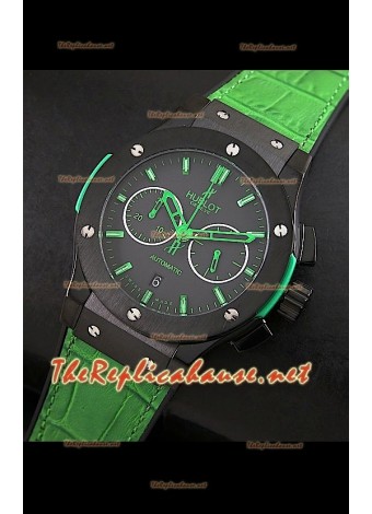 Hublot Classic Fusion Swiss Watch, estuche en PVD y malla verde