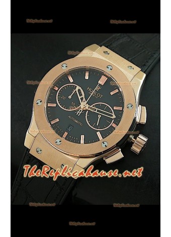 Hublot Classic Fusion Swiss Watch, esfera negra, estuche en oro rosado