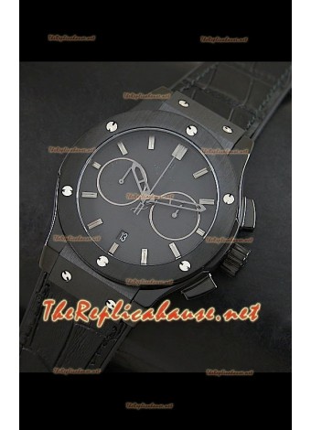 Reloj Suizo Hulbot Classic Fusion, carcasa de PVD, malla negra.