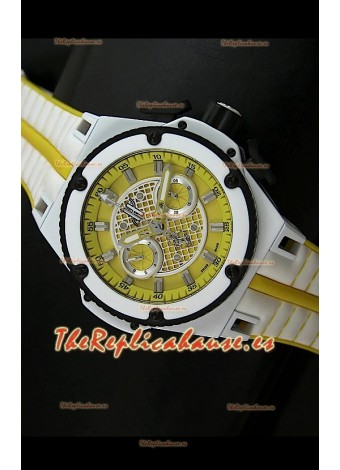 Hublot King Power Ferrari Edición Réplica Suiza-Malla blanco/amarilla