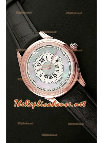 Mont Blanc Mechanique Horlogere Reloj Suizo en Oro Rosa Esfera Perla