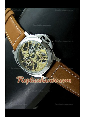 Panerai Lumenor Reloj Esqueleto de Acero 