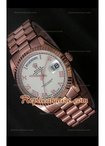Rolex DayDate Reproducción Reloj Suizo en Oro Rosa 