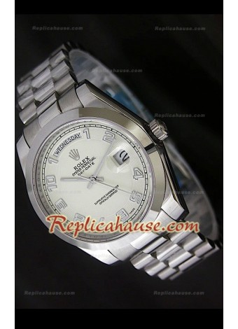 Rolex DayDate Reproducción Reloj Suizo con Esfera Blanca