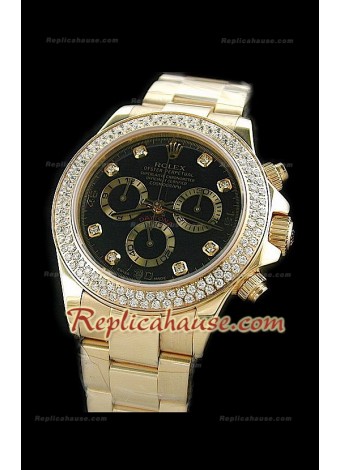 Rolex Daytona Reloj Suizo de Oro con Diamantes en Bisel