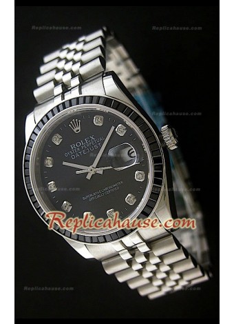 Rolex Datejust Reproducción Reloj Suizo con Esfera de color Negro