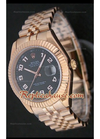Rolex Datejust Reproducción Reloj Suizo para Hombres en Oro Rosa