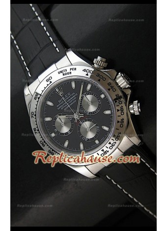 Rolex Daytona Reloj Suizo con Esfera de color Negro y Sub-Esferas Plata