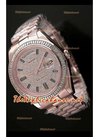 Rolex Daydate II Reloj Suizo - 41MM en Oro Rosa y Diamantes cuadrados en Bisel 