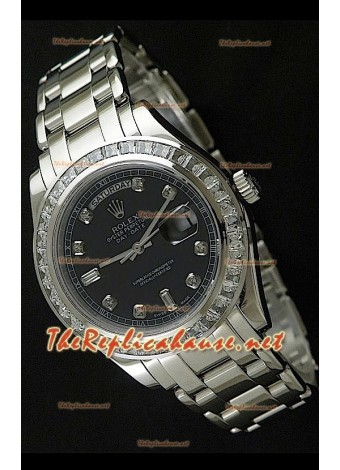 Rolex Daydate Reproducción Reloj Suizo - Reloj mediano- 37MM con Esfera de color Negro