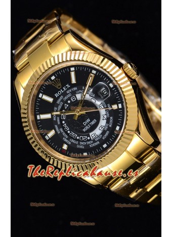 Rolex SkyDweller Reloj Suizo Caja de Oro Amarillo de 18 K - Edición DIW Dial Negro
