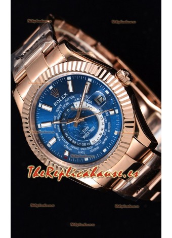 Rolex SkyDweller Reloj Suizo Caja de Oro Rosado de 18 K - Edición DIW Azul Oscuro