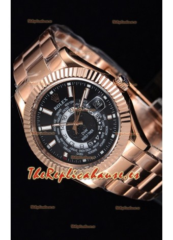 Rolex SkyDweller Reloj Suizo Caja de Oro Rosado de 18 K - Edición DIW Dial Negro