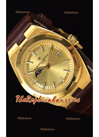 Vacheron Constantin Overseas MoonPhase Oro Amarillo Reloj Suizo Correa Marrón