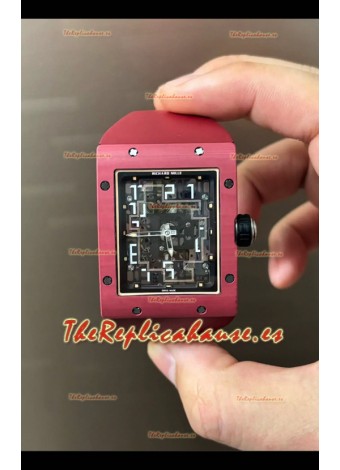 Reloj Richard Mille 16-02 Superclon de titanio con correa extraplana de caucho rojo