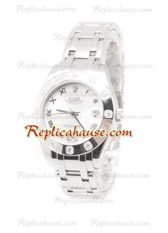 Datejust Rolex Reloj Suizo de imitación en acero inoxidable y Dial Blanco - 34MM