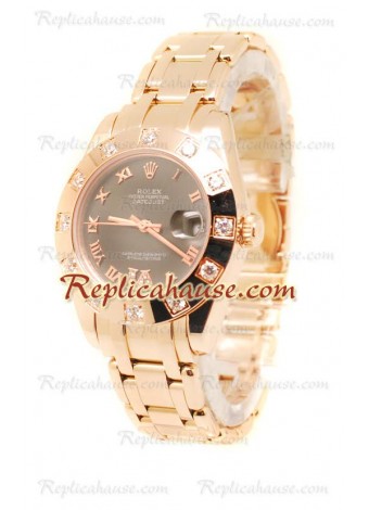 Datejust Rolex Reloj Suizo de imitación en Oro Rosa y Dial Marrón - 34MM