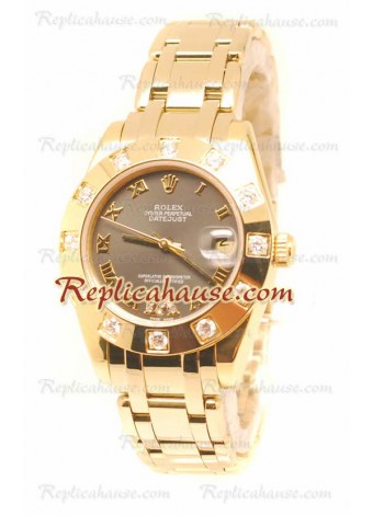 Datejust Rolex Reloj Suizo de imitación en Oro Rosa y Dial Gris - 34MM