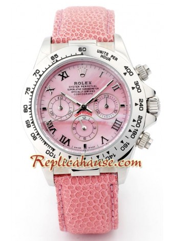 Rolex Réplica Daytona Rosa Leather Reloj para hombre