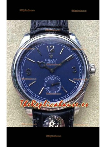Reloj réplica suizo Rolex 1908 Perpetual con caja de acero y esfera azul