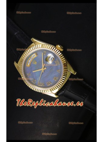 Rolex Day Date 36MM Reloj Réplica Suizo en Oro Amarillo - Dial Azul MOP