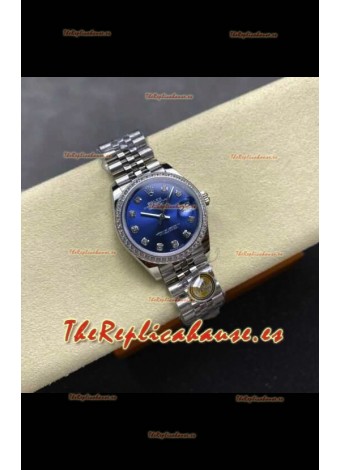 Reloj Rolex Superclon Datejust de 31 mm con esfera azul y Jubilee Superclon
