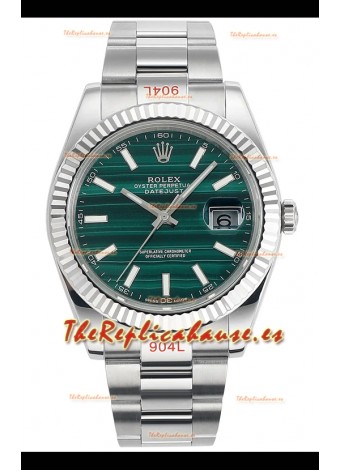 Reloj Rolex Datejust movimiento Cal.3235, esfera a rayas verdes y 41 mm, réplica de alta calidad