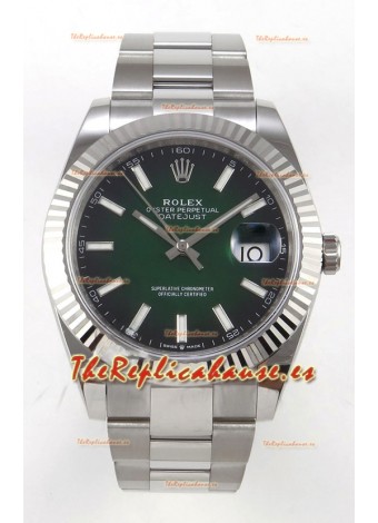 Reloj Rolex Datejust 126234 con esfera verde, caja Oyster, MVMNT con volante de inercia variable, superclon de 41 mm
