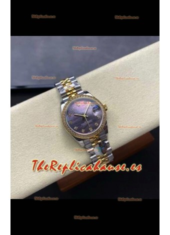 Reloj Rolex Superclon Datejust de 31 mm con esfera perlada y oro amarillo