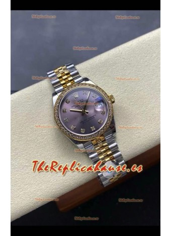 Reloj Rolex Superclon Datejust de 31 mm con esfera rosa y oro amarillo