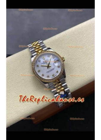 Reloj Rolex Superclon Datejust de 31 mm con esfera perlada y oro amarillo