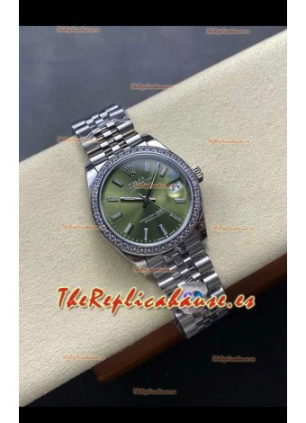 Reloj Rolex Superclon Datejust de 31 mm con esfera verde y caja de acero